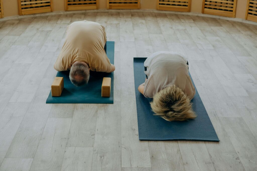 seniors doing yoga